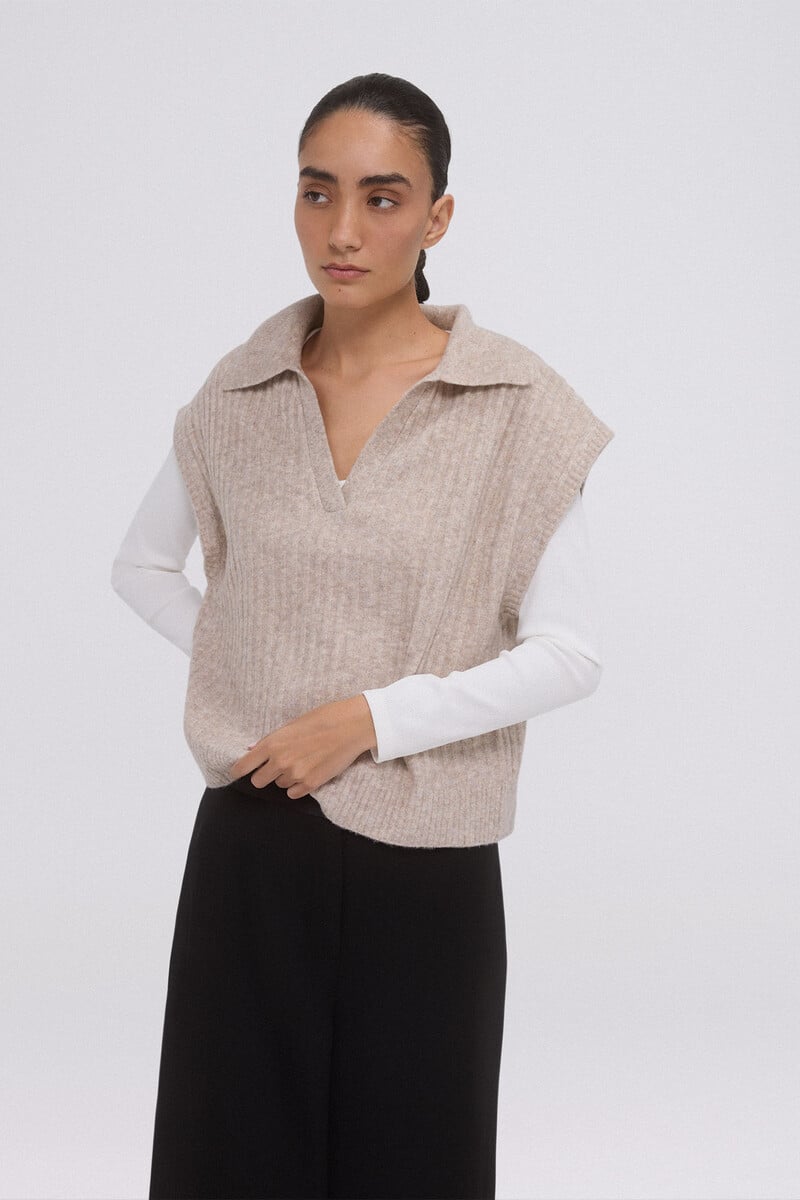 Pedro Del Hierro Chaleco Punto Cuello Camisero