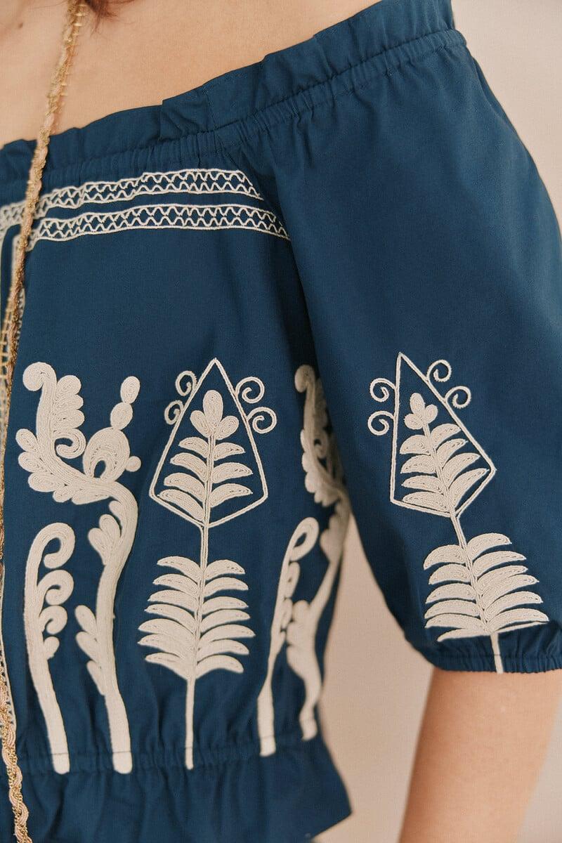 Pedro Del Hierro Coral. Top Bordado