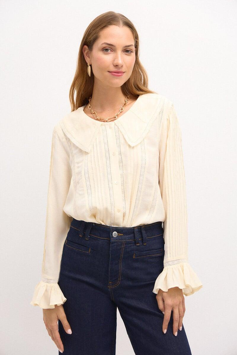 pedro del hierro Cote. Blusa pliegues