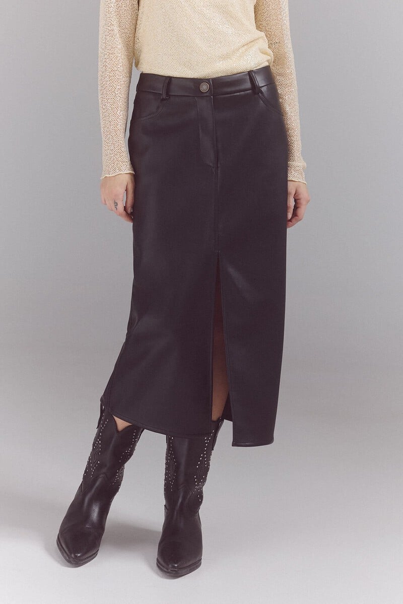 Pedro Del Hierro Falda Larga En Efecto Piel