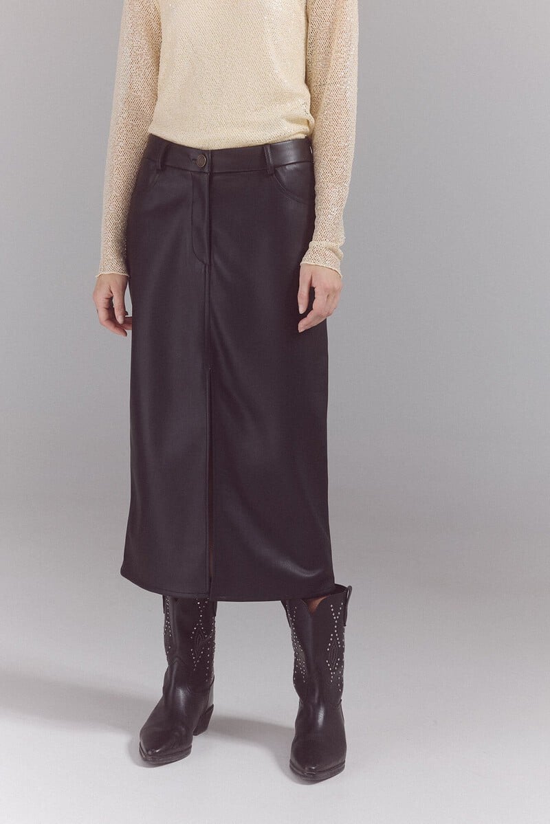 Pedro Del Hierro Falda Larga En Efecto Piel