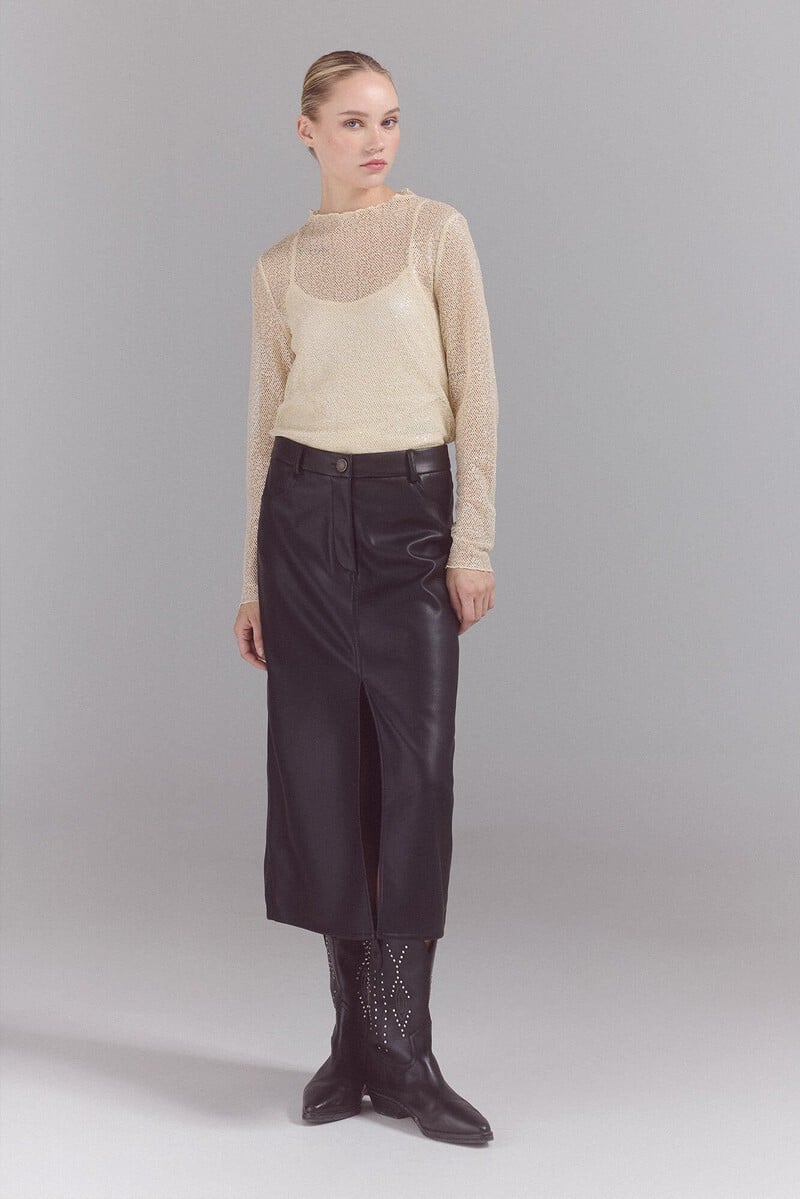 pedro del hierro Falda larga en efecto piel