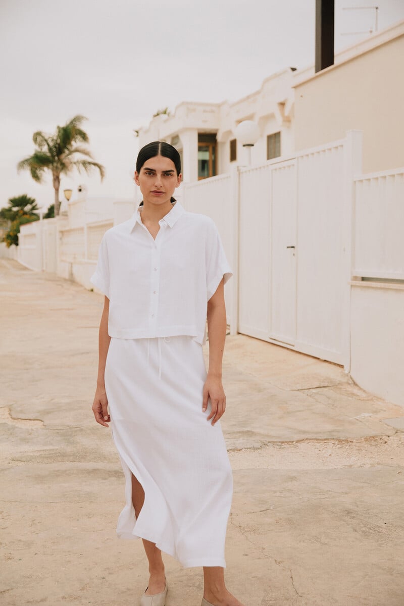 pedro del hierro Falda Midi de lino. Regular Fit