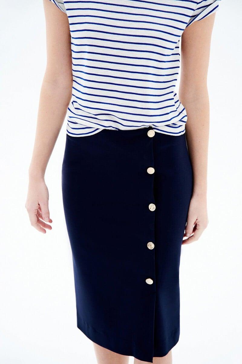 Pedro Del Hierro Falda Midi Recta Botones Dorados