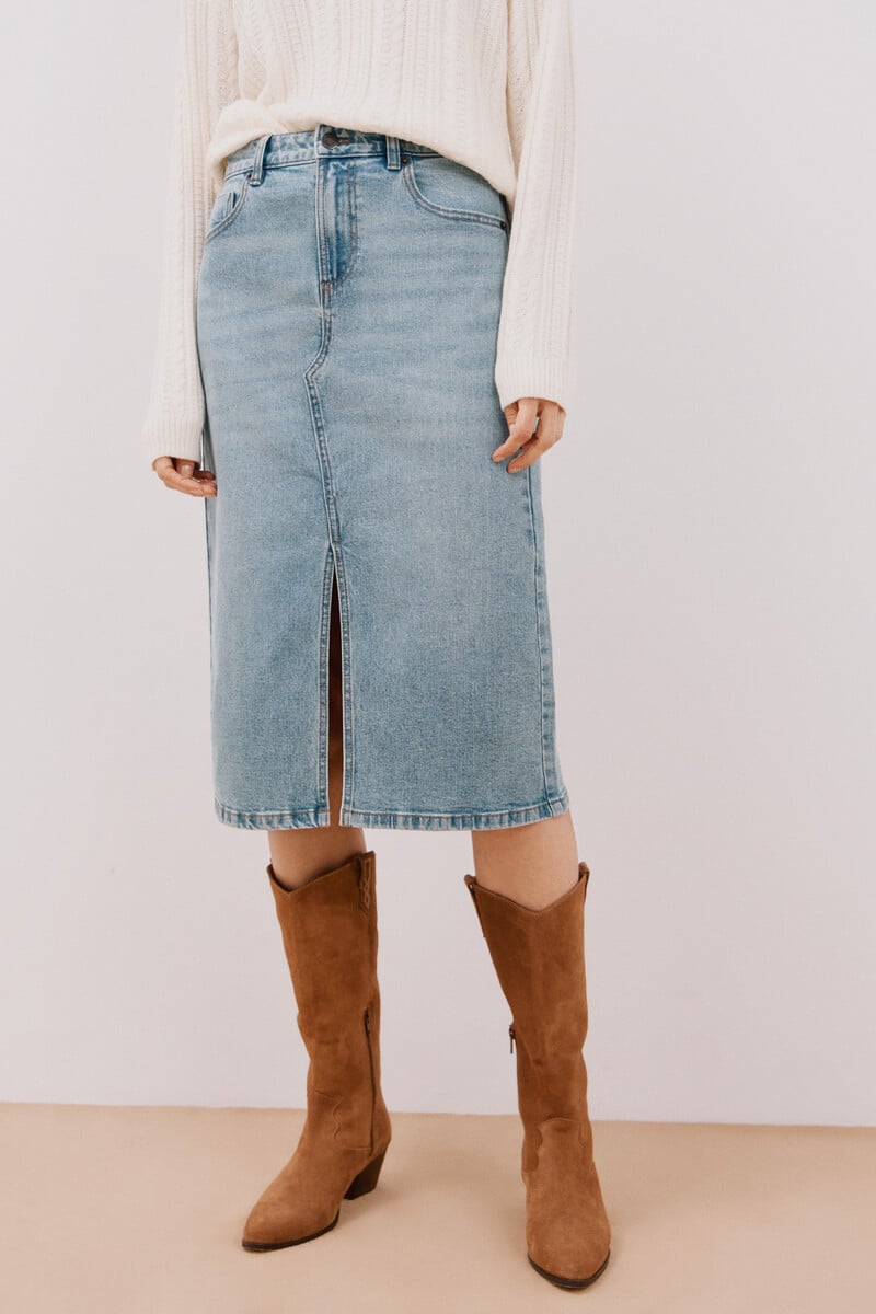 pedro del hierro Falda midi vaquera