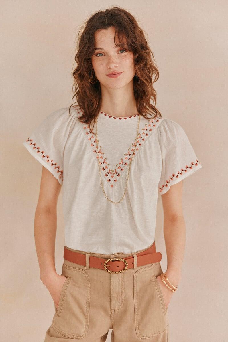 Pedro Del Hierro Felisa. Camiseta Bordados