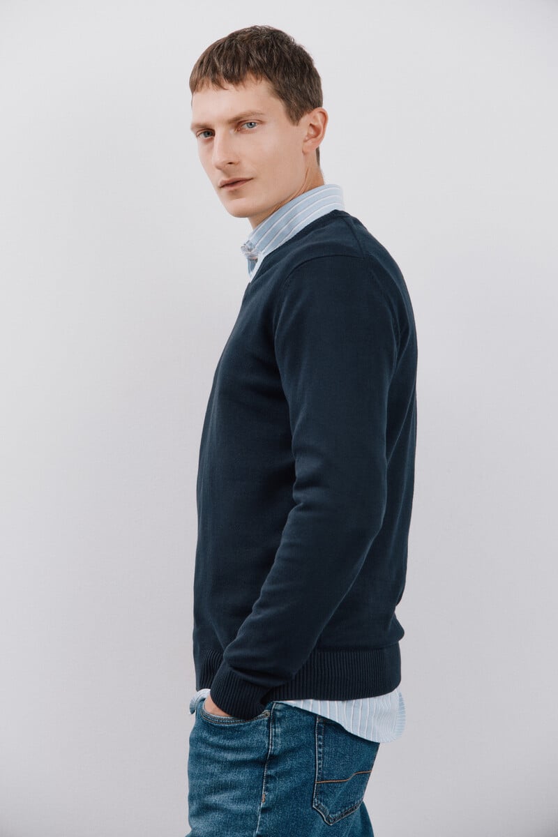 Pedro Del Hierro Jersey Algodón Cuello Pico Básico