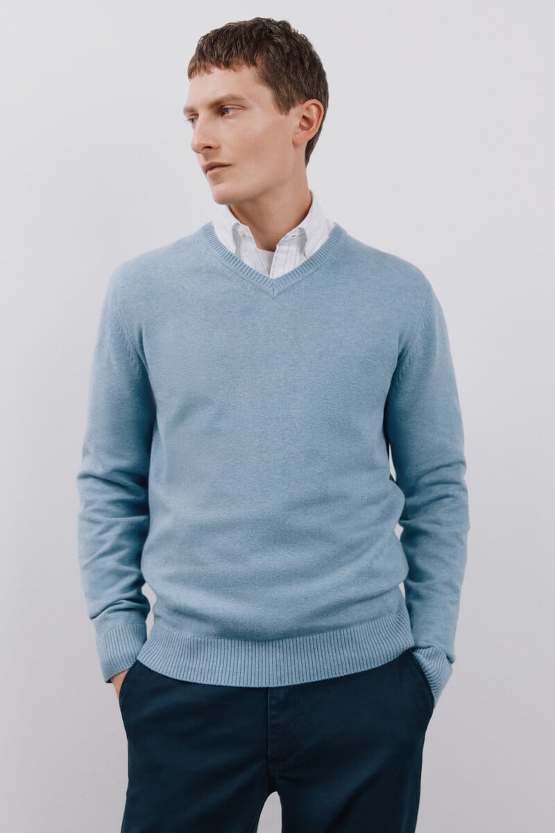 Pedro Del Hierro Jersey Algodón Cuello Pico Básico