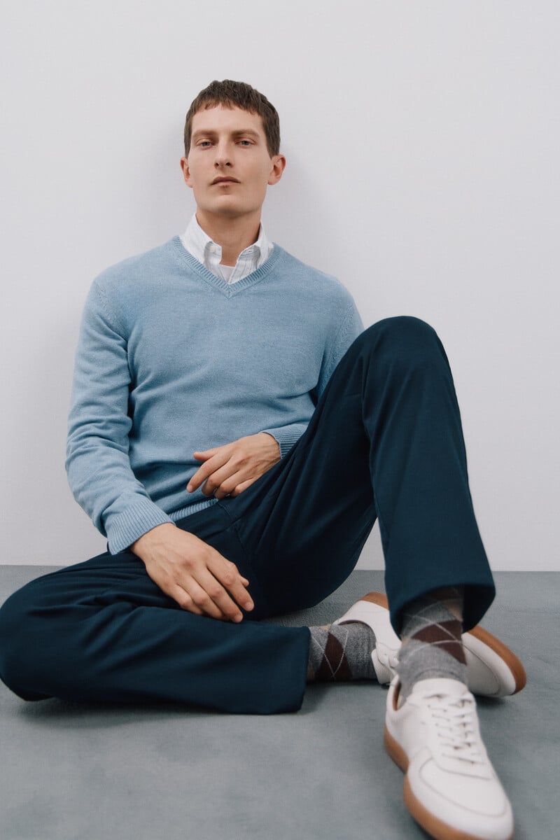 pedro del hierro Jersey algodón cuello pico básico