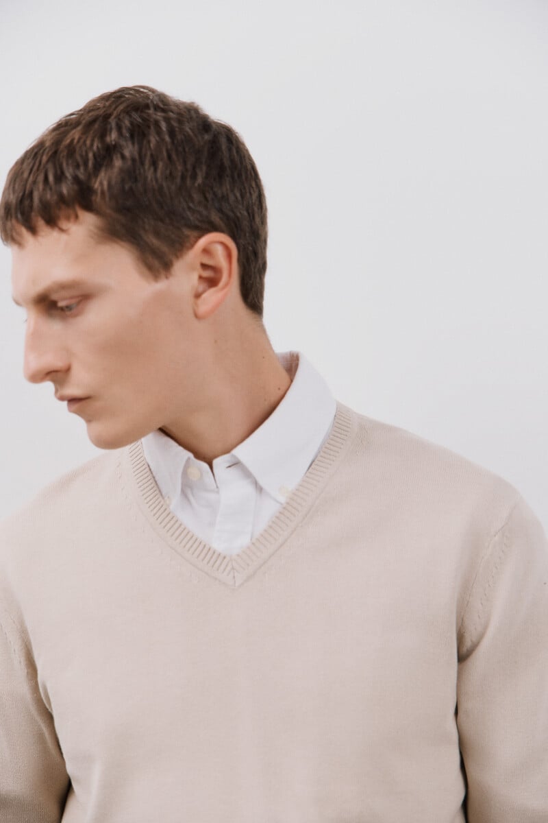 pedro del hierro Jersey algodón cuello pico básico