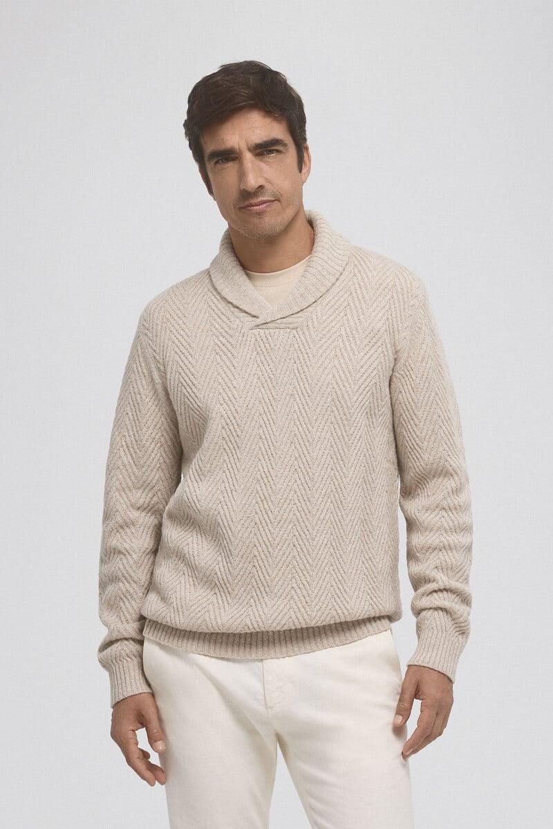 pedro del hierro Jersey lana espiga cuello abierto
