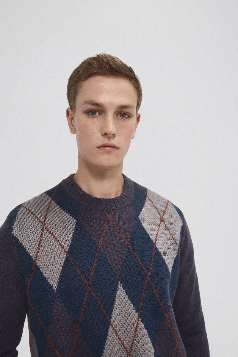 Pedro Del Hierro Jersey Lana Rombos Cuello Redondo