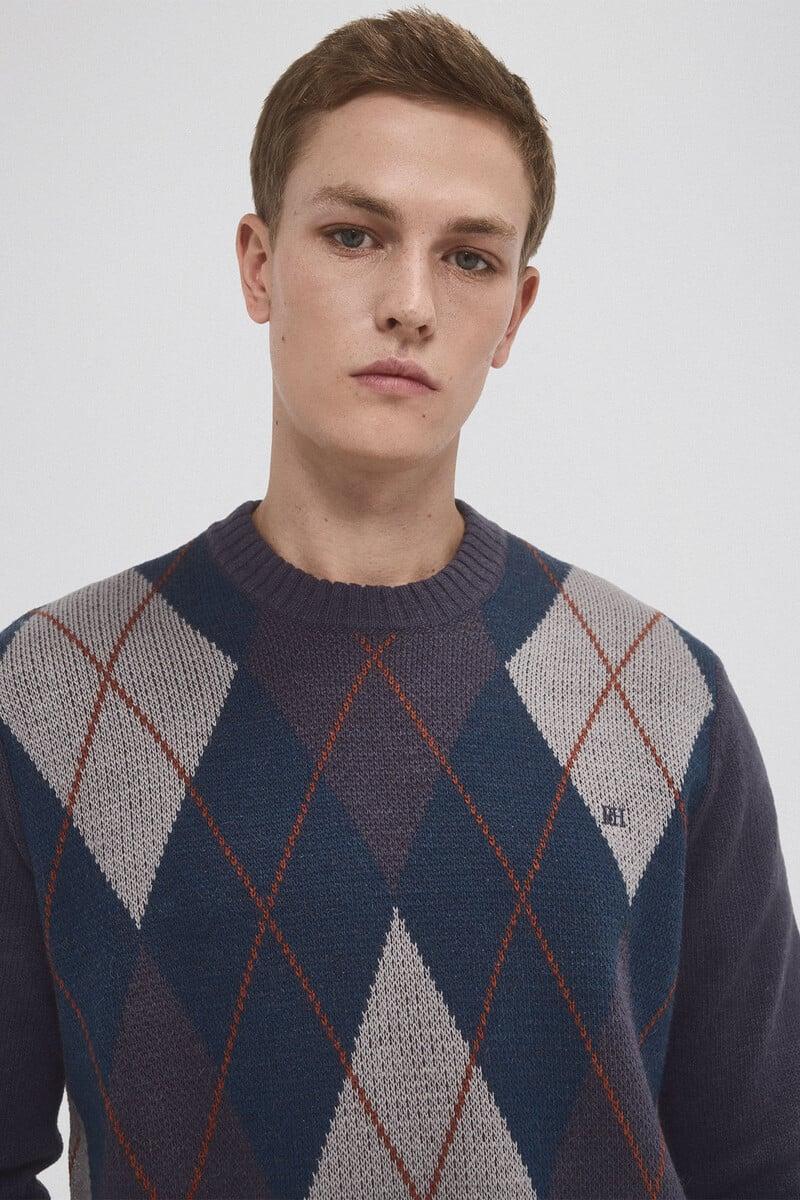 Pedro Del Hierro Jersey Lana Rombos Cuello Redondo