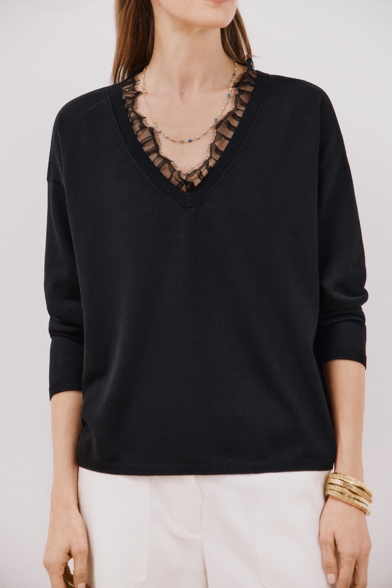 pedro del hierro Jersey pico encaje