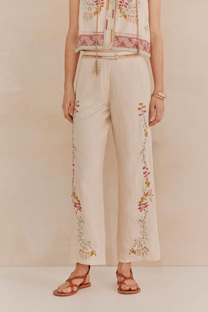 pedro del hierro Paula. Pantalones bordados