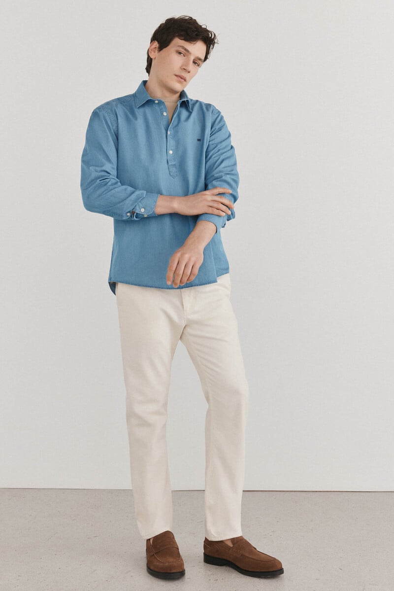 Pedro Del Hierro Polera Denim Tejido Italiano