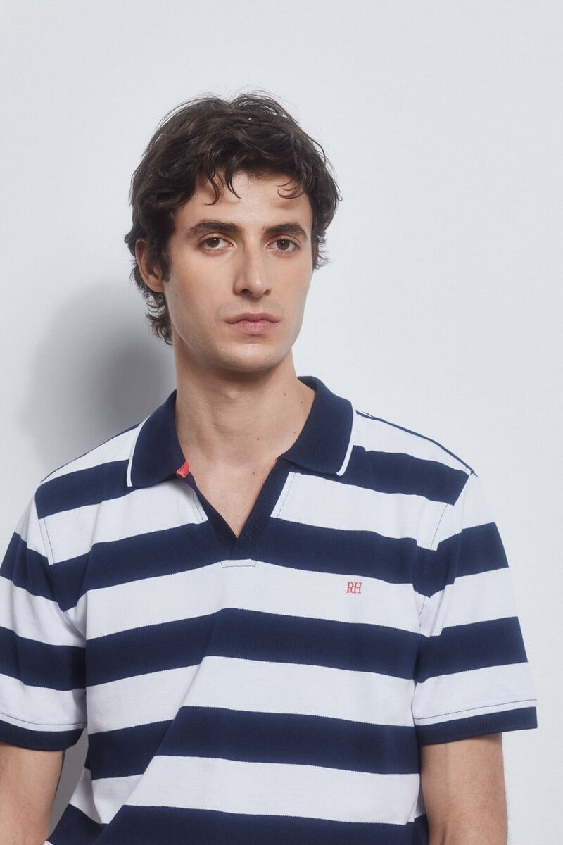 Pedro Del Hierro Polo De Rayas Cuello Abierto