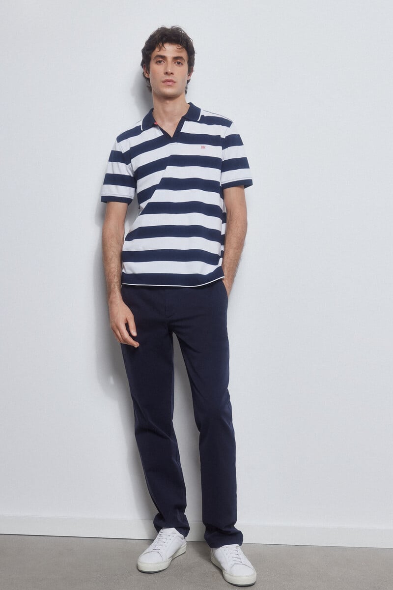 Pedro Del Hierro Polo De Rayas Cuello Abierto