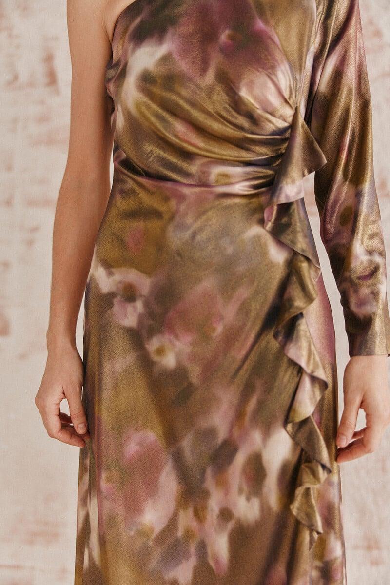 Pedro Del Hierro Ricarda. Vestido Asimétrico Dorado