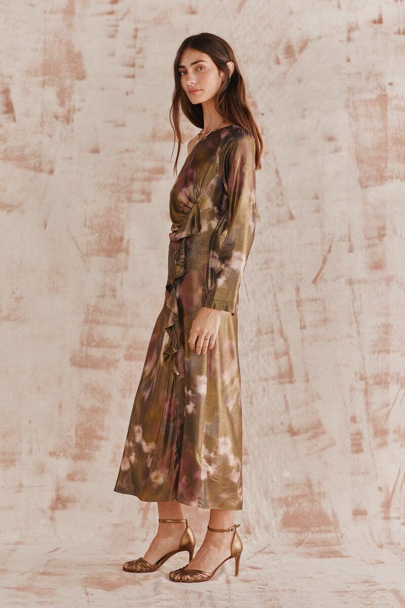 Pedro Del Hierro Ricarda. Vestido Asimétrico Dorado