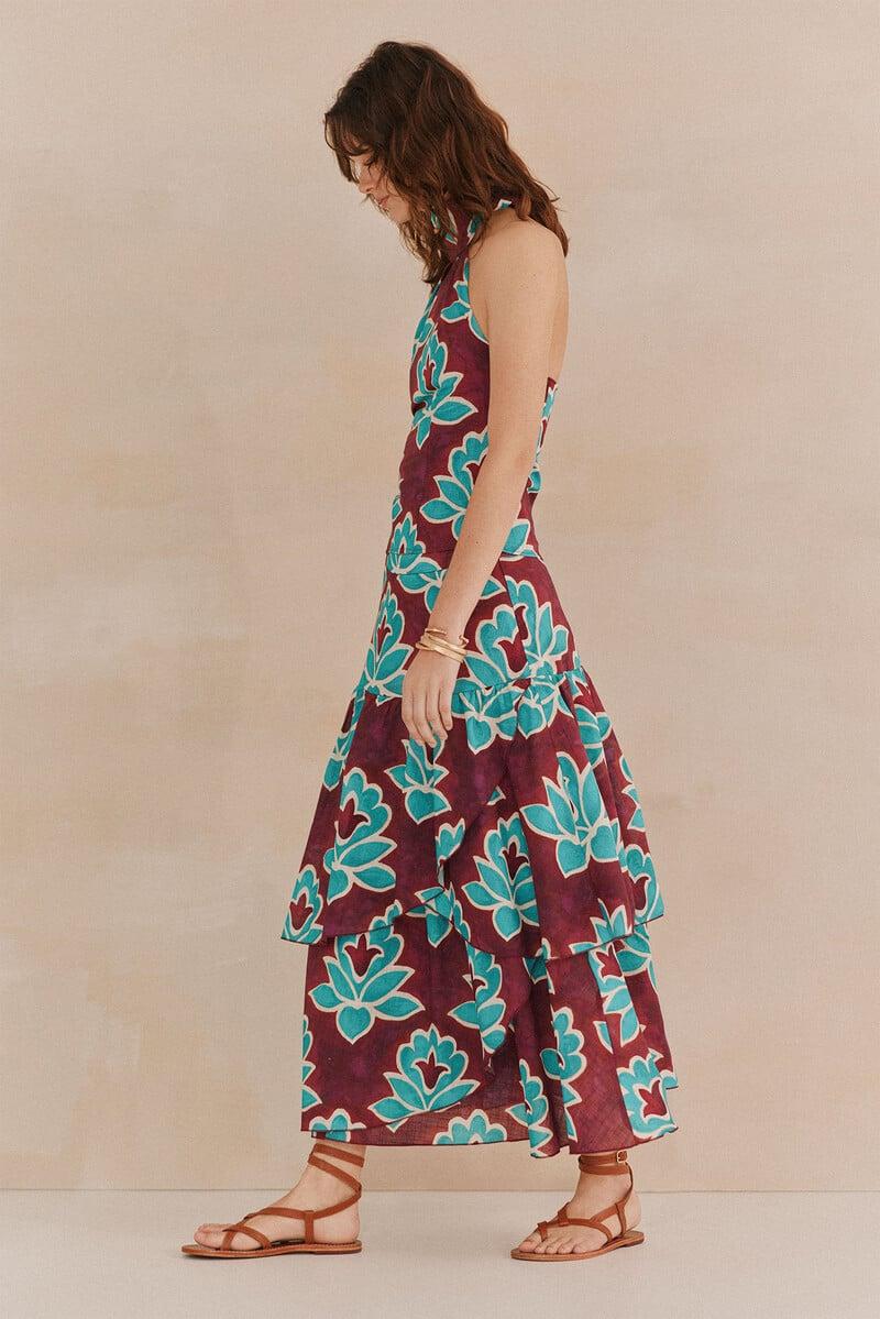 Pedro Del Hierro Rosa. Falda Estampada Volantes