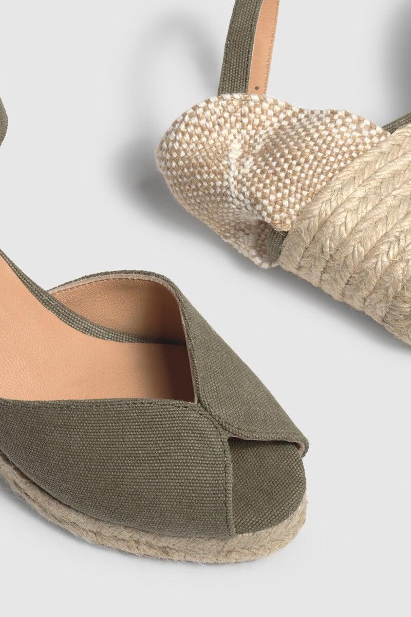 Pedro Del Hierro Sandalia Con Cuña Bianca Lona