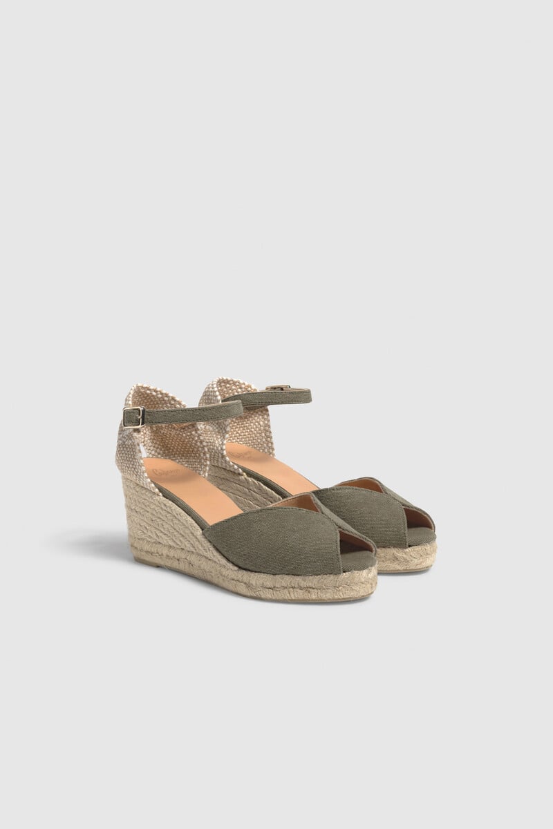 Pedro Del Hierro Sandalia Con Cuña Bianca Lona