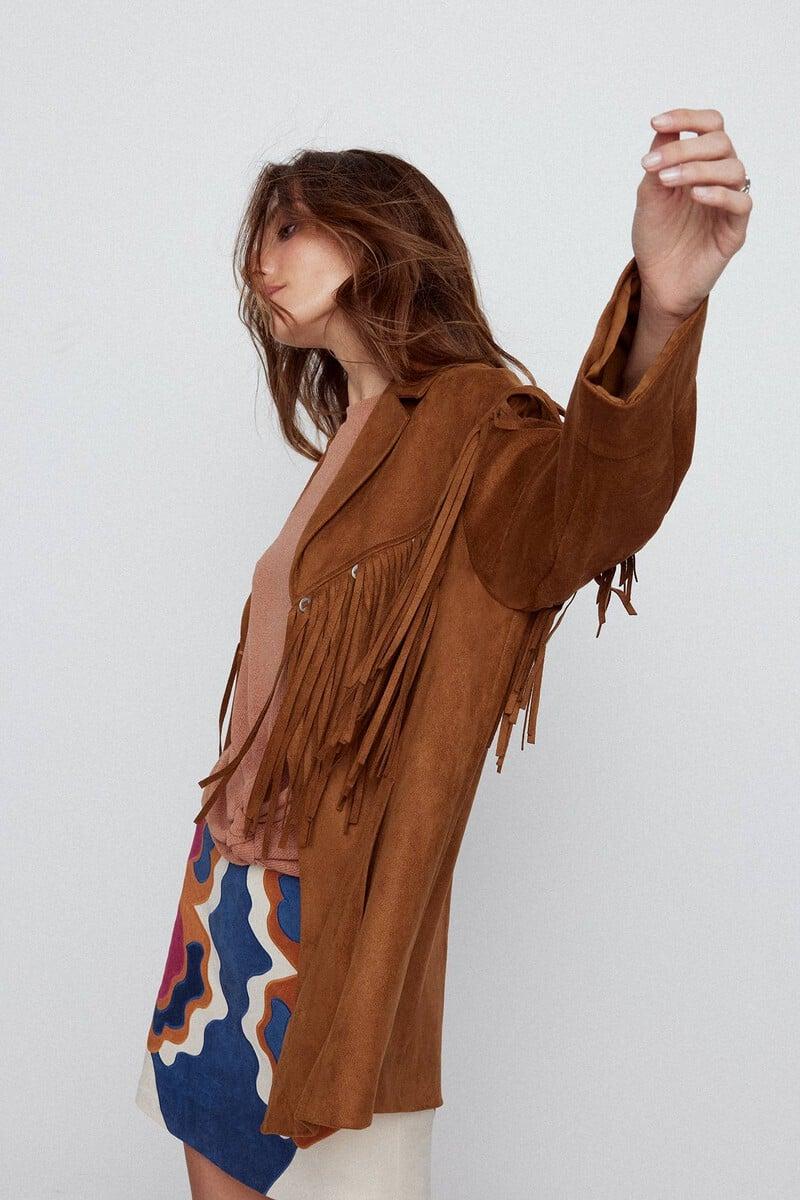 pedro del hierro Sobrecamisa flecos efecto ante