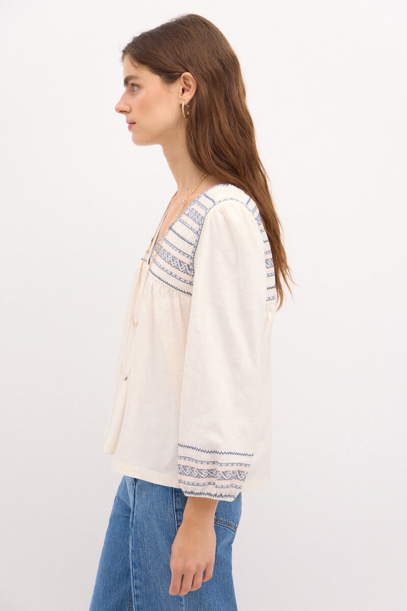 Pedro Del Hierro Sofia. Camiseta De Algodón Bordada