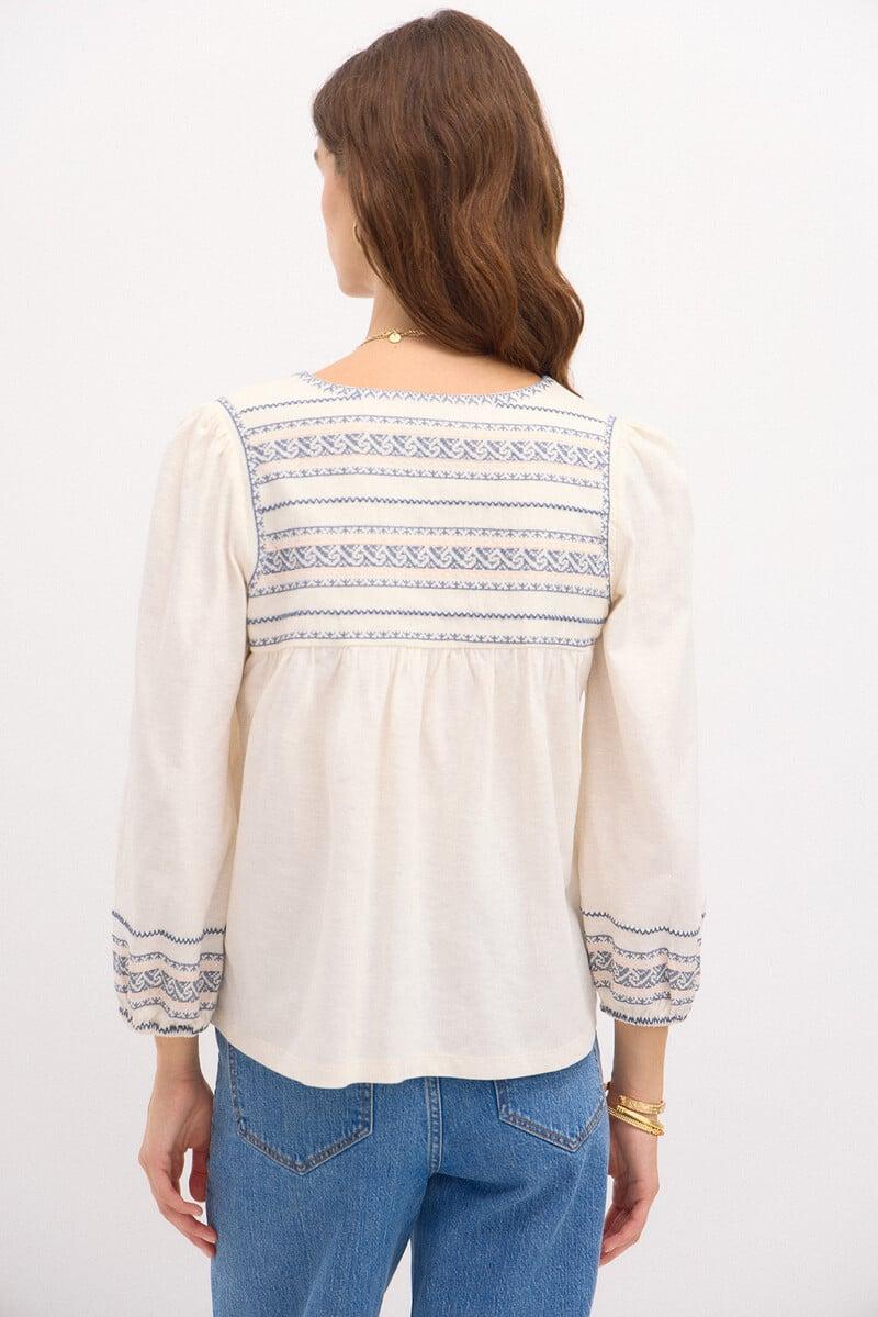 Pedro Del Hierro Sofia. Camiseta De Algodón Bordada