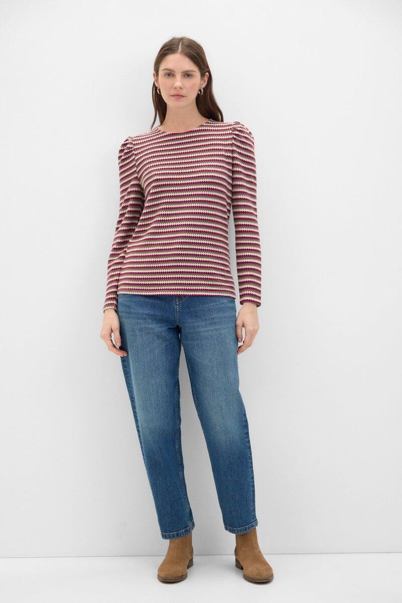 Pedro Del Hierro Top Con Estructura De Rayas