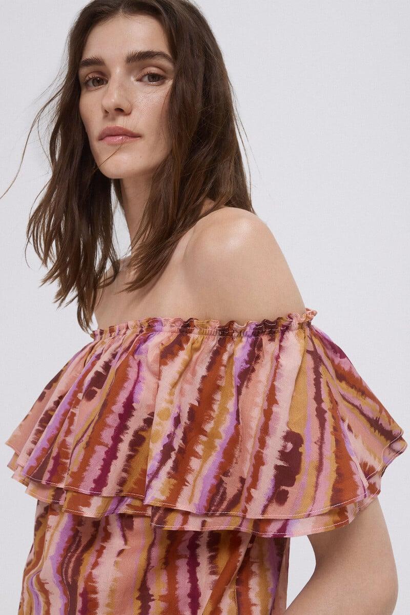 pedro del hierro Top off shoulders estampado