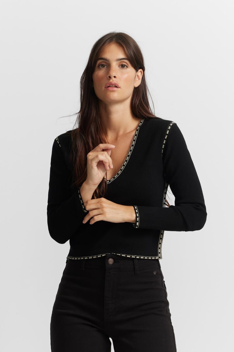 pedro del hierro Top punto escote contrastes