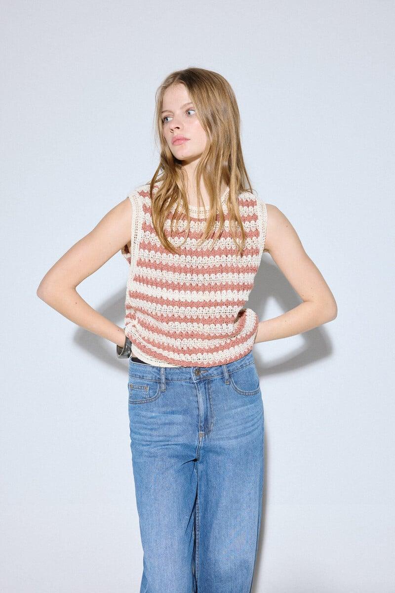 pedro del hierro Top rayas crochet