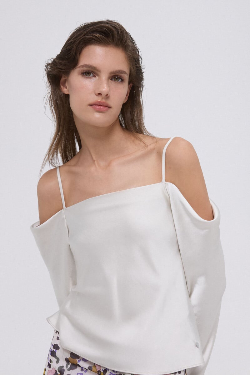 Pedro Del Hierro Top Satén Hombro Descubierto