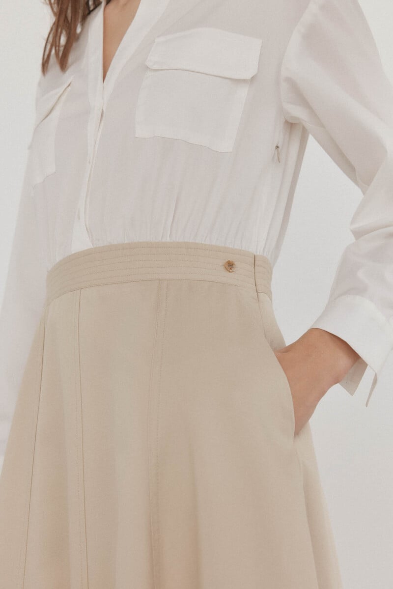 Pedro Del Hierro Vestido Camisero En Dos Tejidos