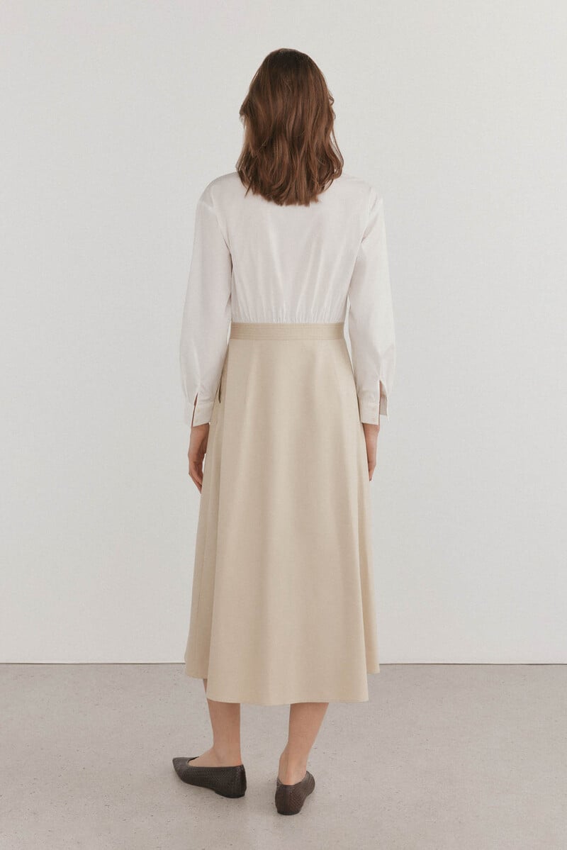 Pedro Del Hierro Vestido Camisero En Dos Tejidos