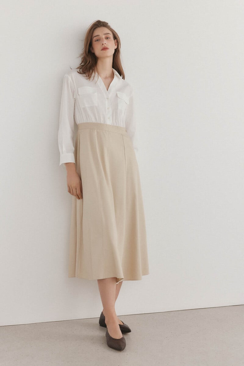 pedro del hierro Vestido camisero en dos tejidos