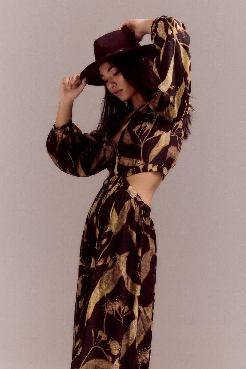 pedro del hierro Vestido estampado aberturas