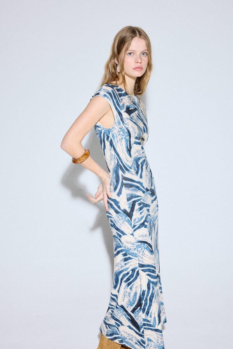 Pedro Del Hierro Vestido Estampado Drapeado