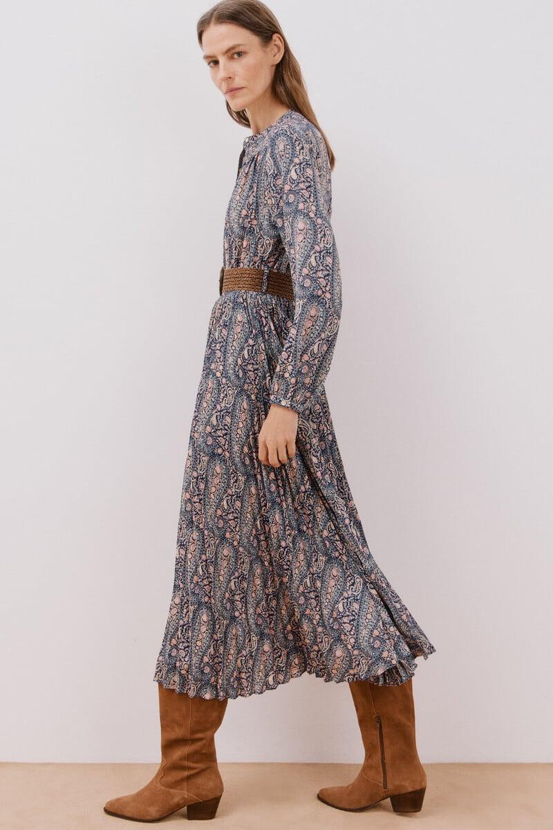 pedro del hierro Vestido estampado plisado