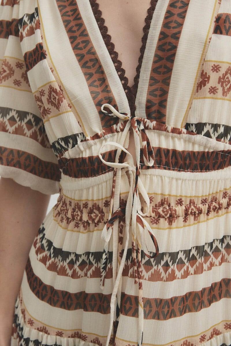 Pedro Del Hierro Vestido Largo Estampado Etnico