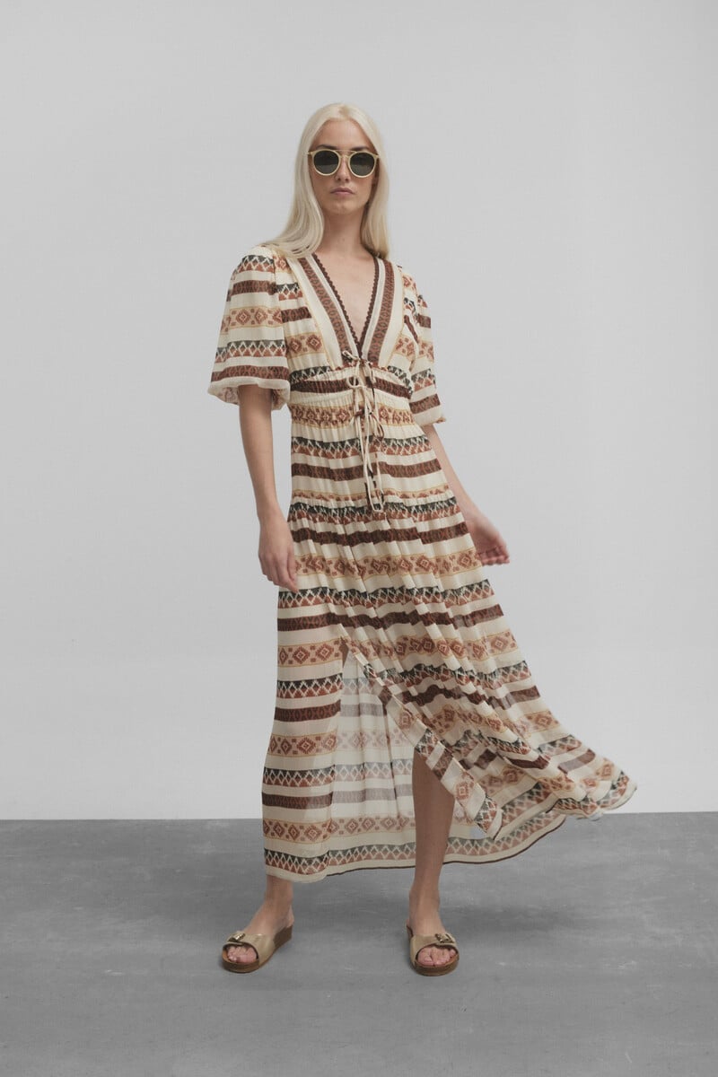 pedro del hierro Vestido largo estampado etnico