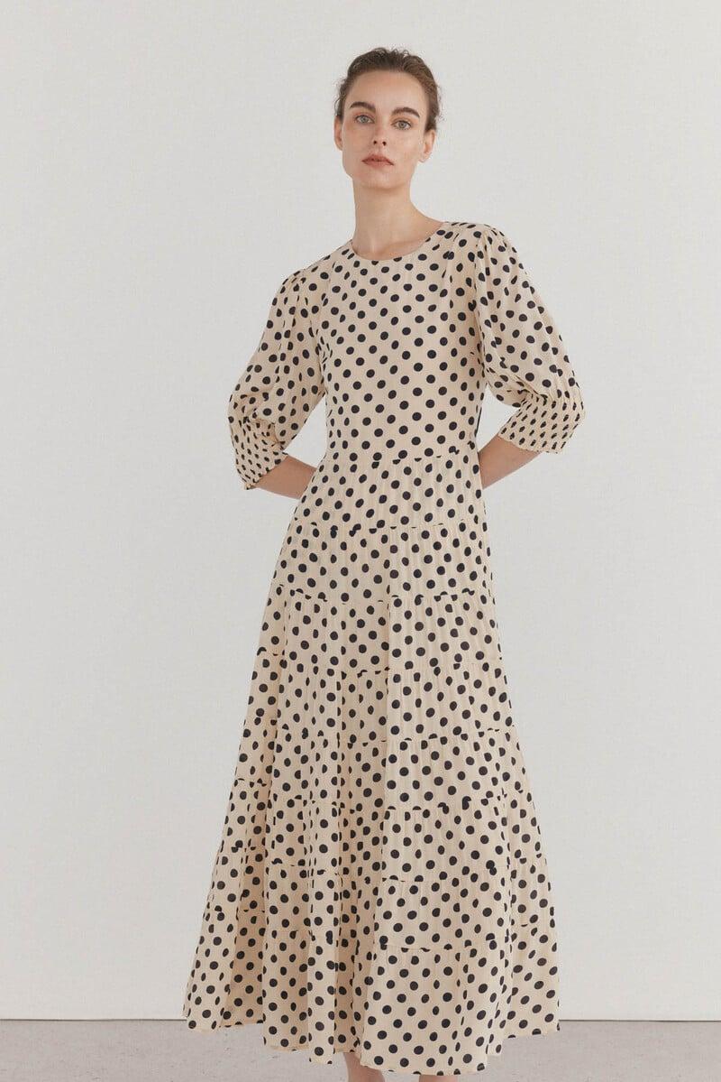 Pedro Del Hierro Vestido Lunares Lazo Contraste