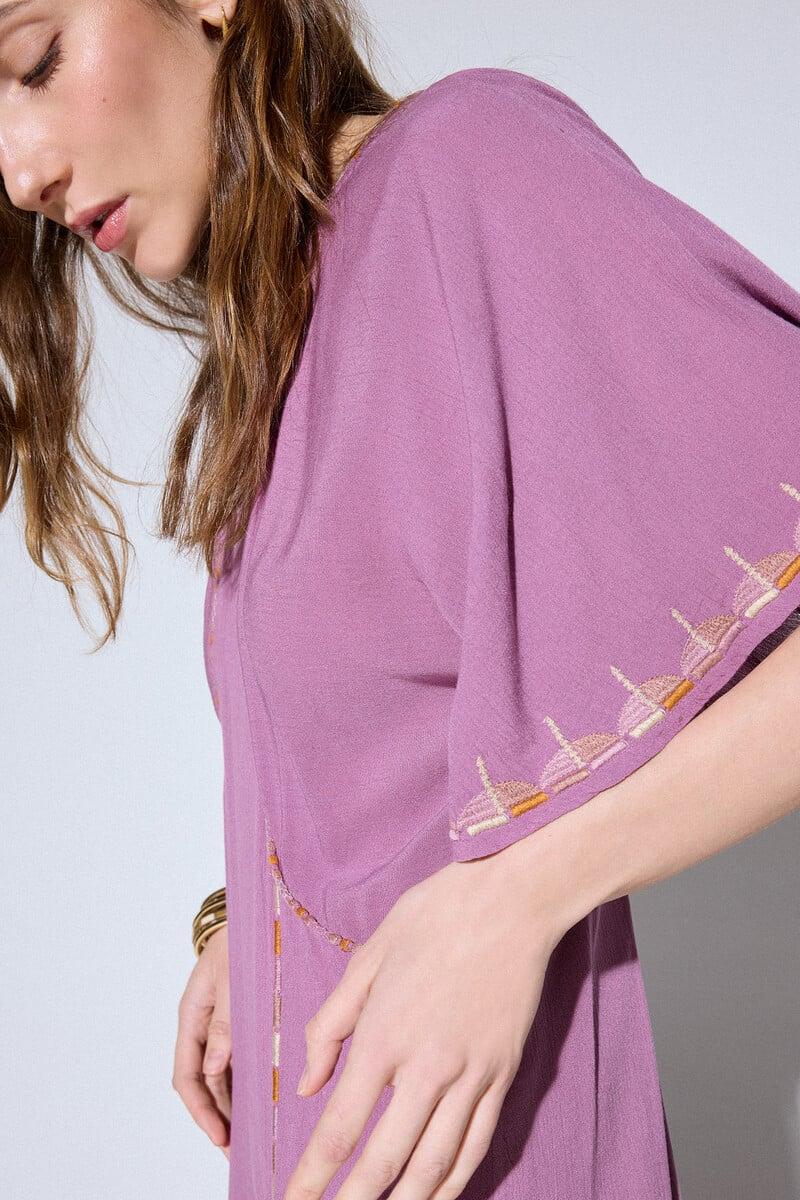 Pedro Del Hierro Vestido Manga Capa Bordado