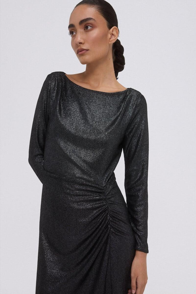 Pedro Del Hierro Vestido Plateado De Punto