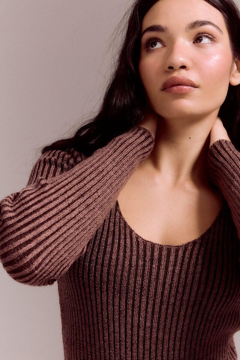 Pedro Del Hierro Vestido Punto Canalé Abertura