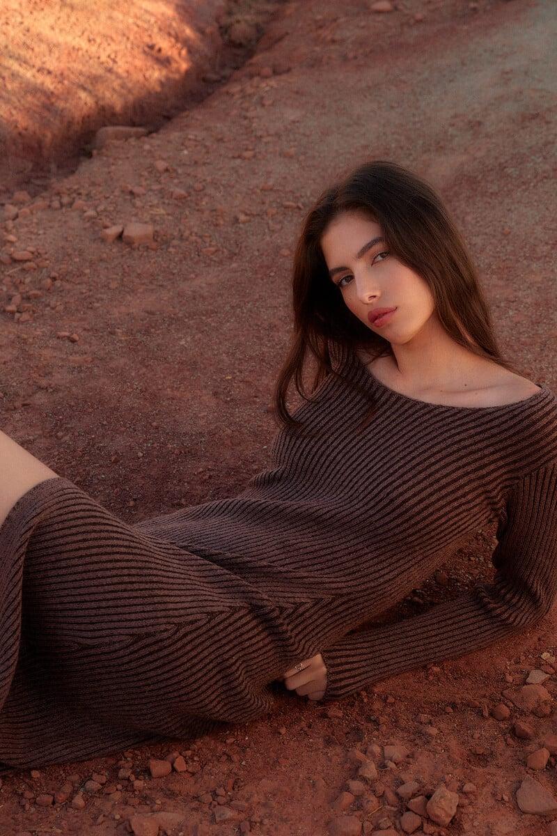 Pedro Del Hierro Vestido Punto Canalé Abertura