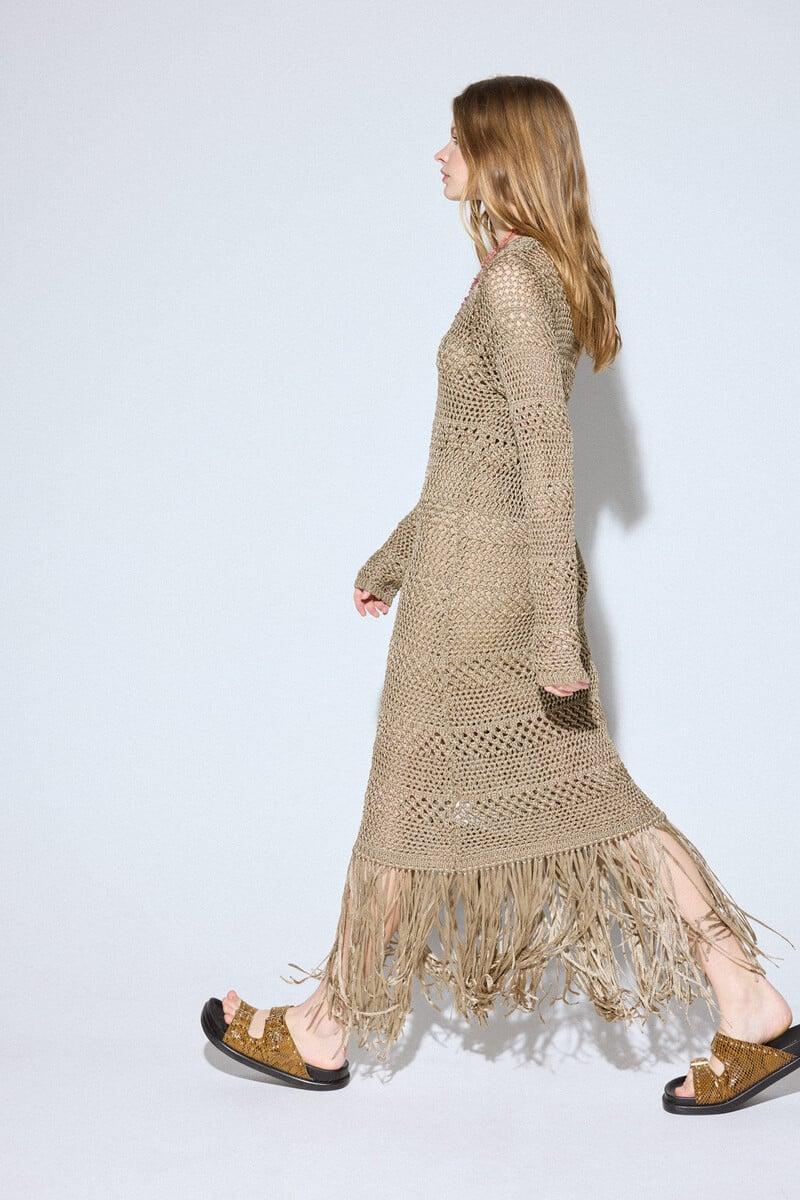 Pedro Del Hierro Vestido Punto Flecos