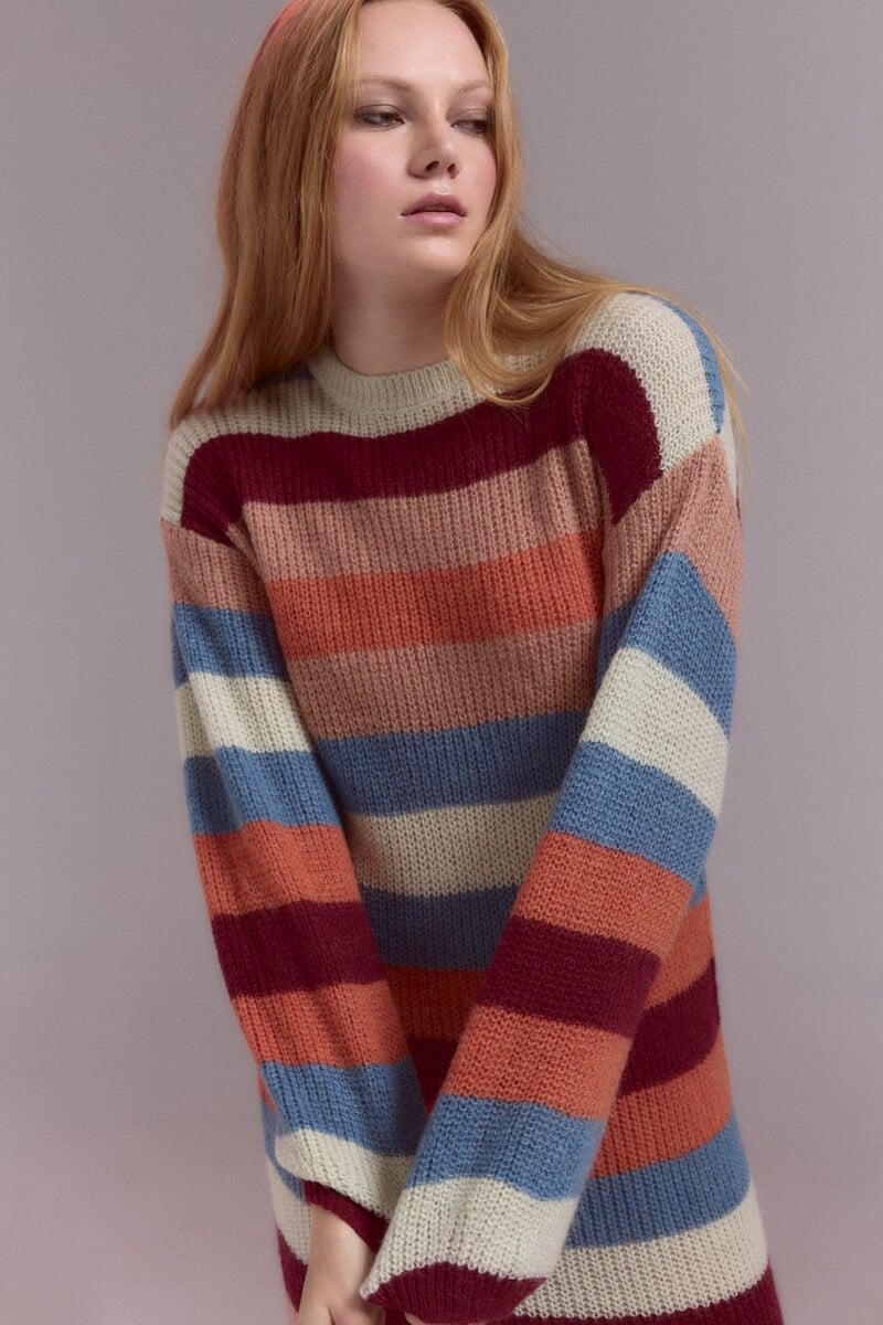 Pedro Del Hierro Vestido Punto Rayas